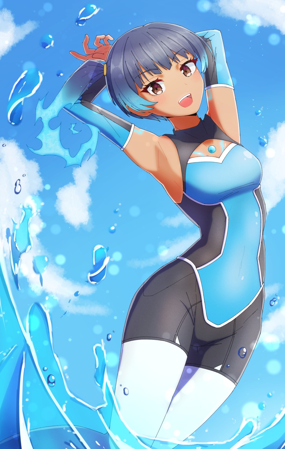 bodysuit, kamidan, sena_(xenoblade_3), tattoo, wet, xenoblade_(series), xenoblade_3
