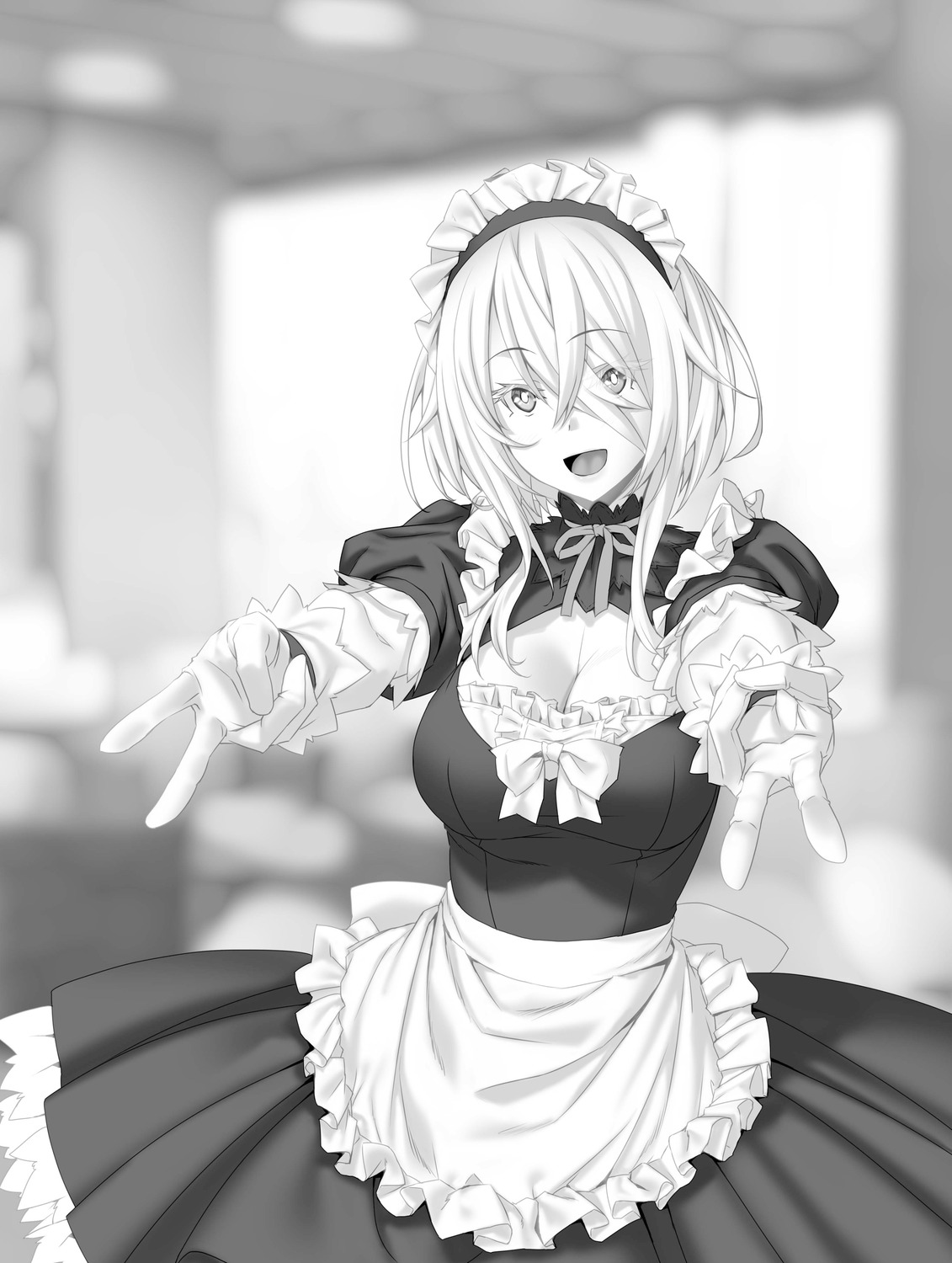kannatsuki_noboru, magical★explorer, maid, monochrome, nanami_(majieku)