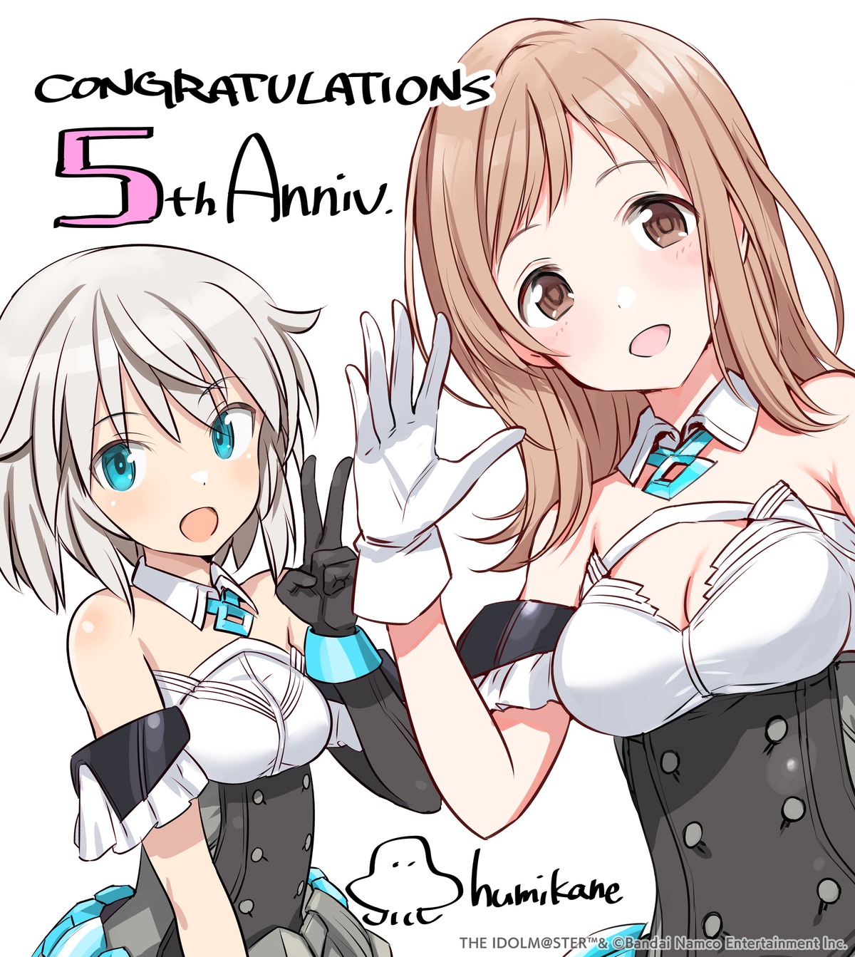 30_minutes_sisters, cleavage, crossover, rishetta_(30_minutes_sisters), sakuragi_mano, shimada_humikane, the_idolm@ster, the_idolm@ster_shiny_colors