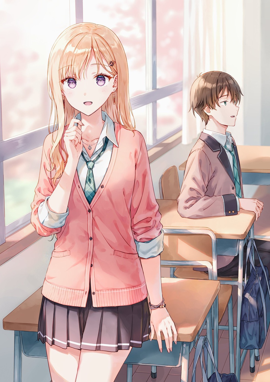 asamura_yuuta, ayase_saki, gimai_seikatsu, hiten, seifuku, sweater