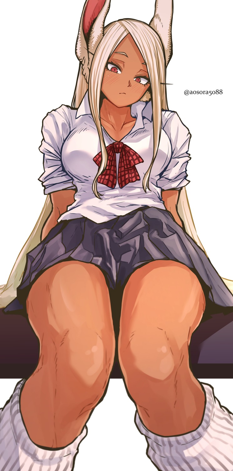 animal_ears, aosora5088, boku_no_hero_academia, bunny_ears, seifuku, usagiyama_rumi