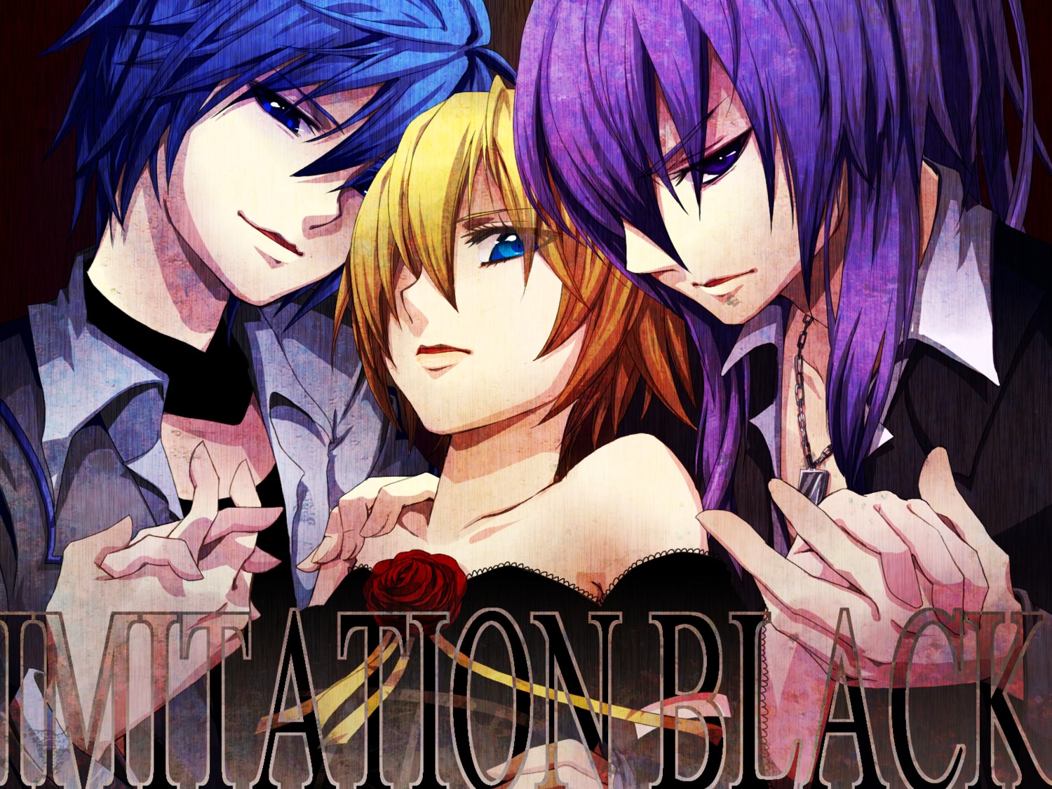 crossdress, imitation_black_(vocaloid), kagamine_len, kaito, kamui_gakupo, male, trap, tsubaki_ki, vocaloid, wallpaper