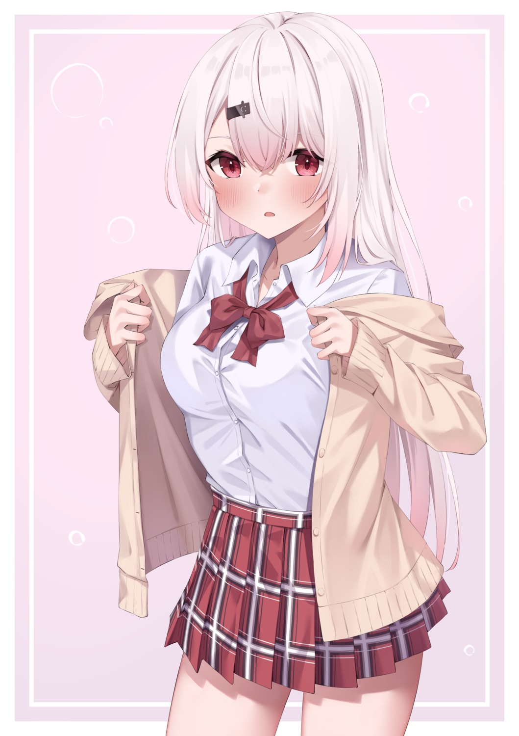 nijisanji, nijisanji_gamers, seifuku, shiina_yuika, shikapiro, sweater, undressing
