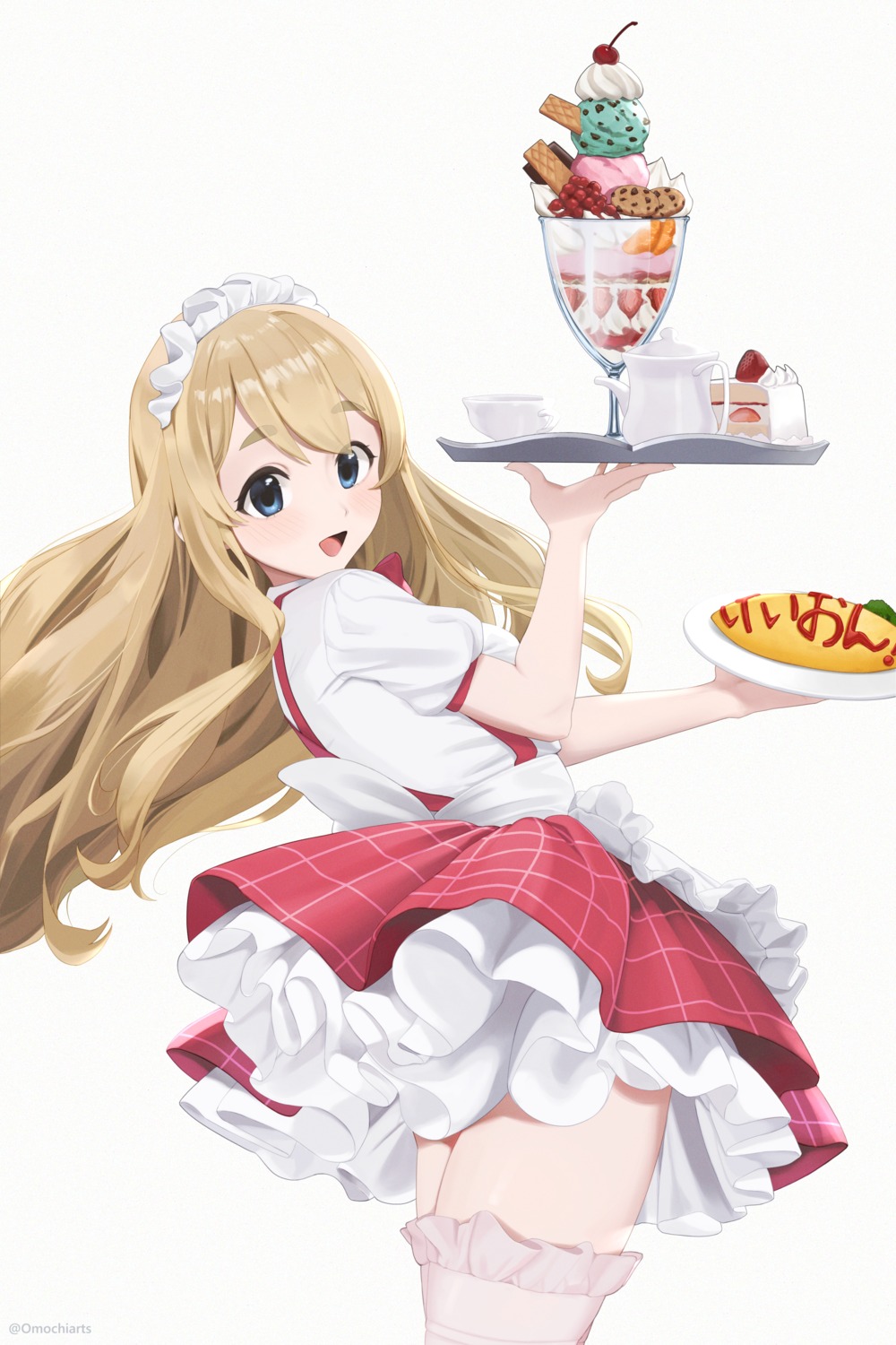 k-on!, kotobuki_tsumugi, maid, omochiarts, thighhighs, waitress