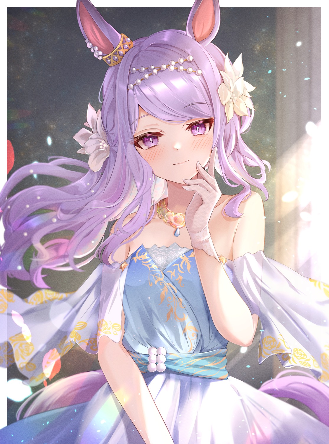animal_ears, dress, mejiro_mcqueen_(umamusume), no_bra, sky_cappuccino, tail, uma_musume_pretty_derby