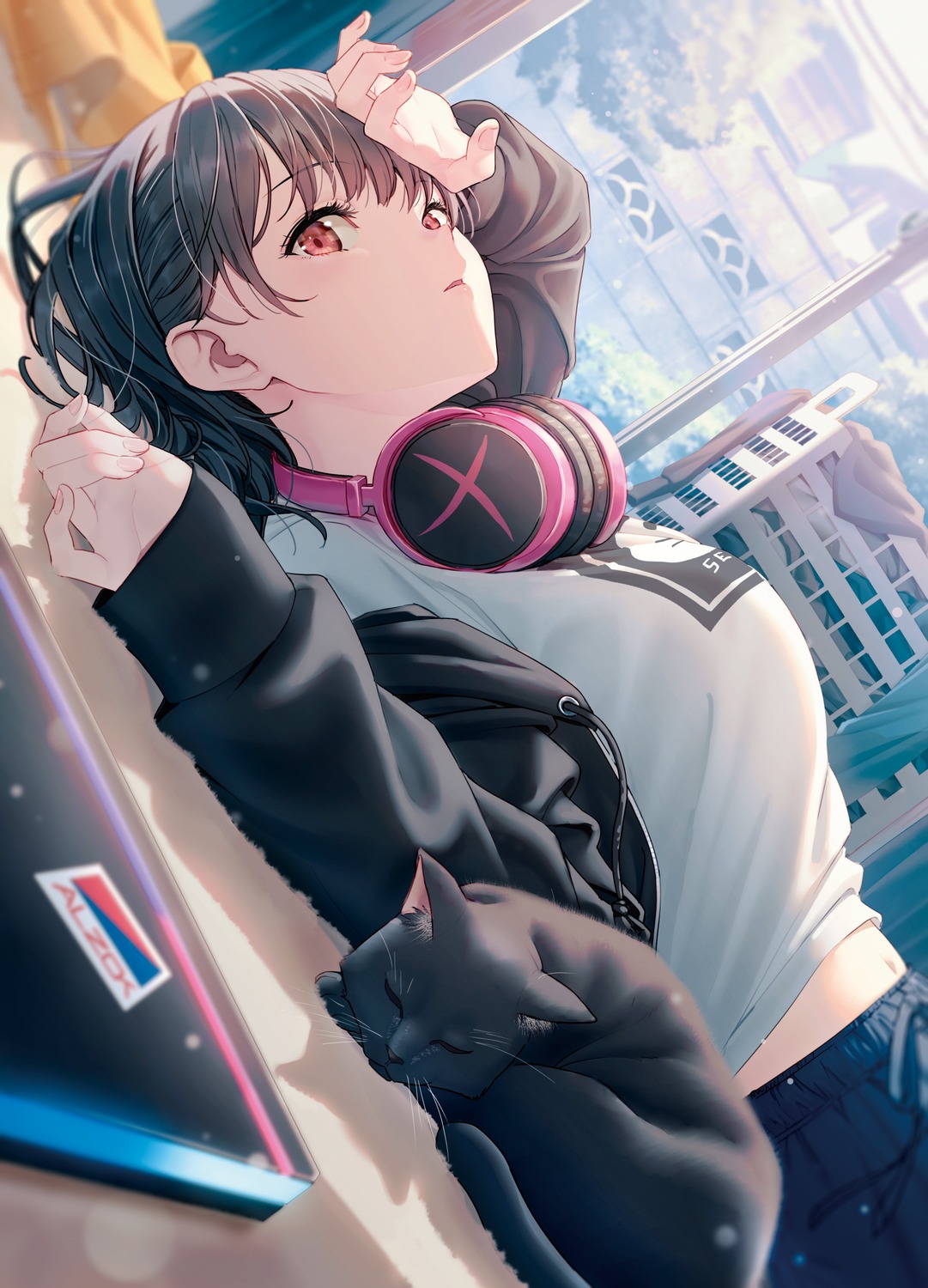 headphones, hyuuga_azuri, neko