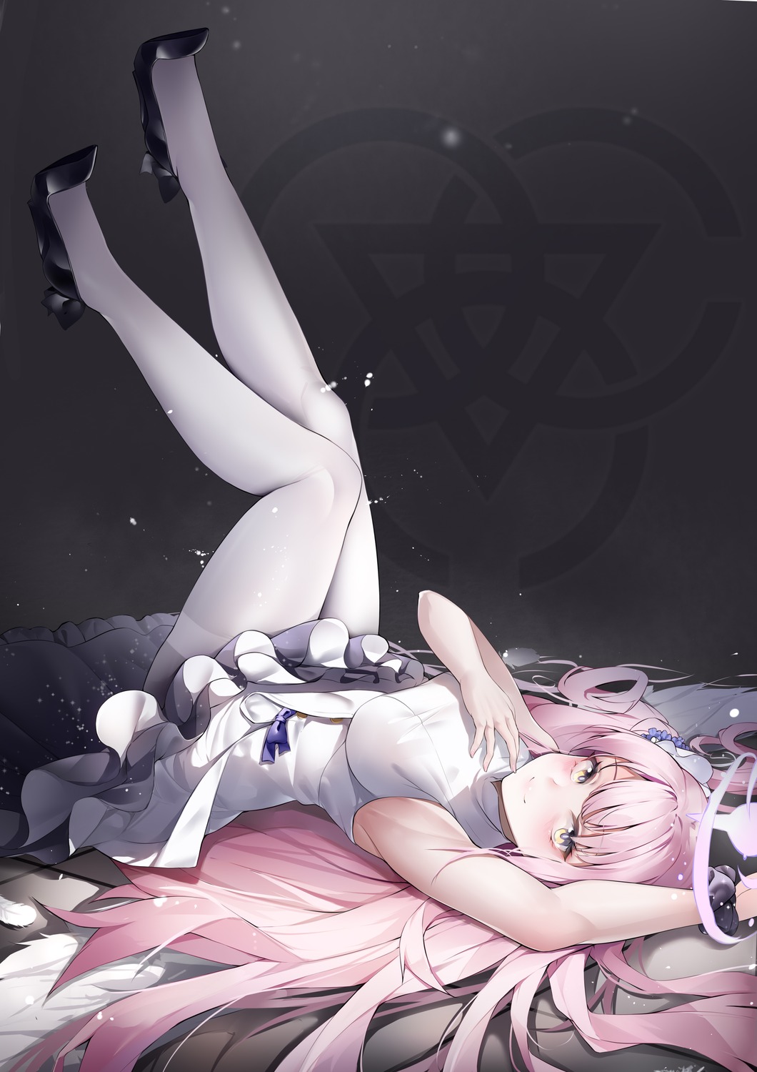 angel, blue_archive, dress, heels, lubikaya1, misono_mika, pantyhose, skirt_lift