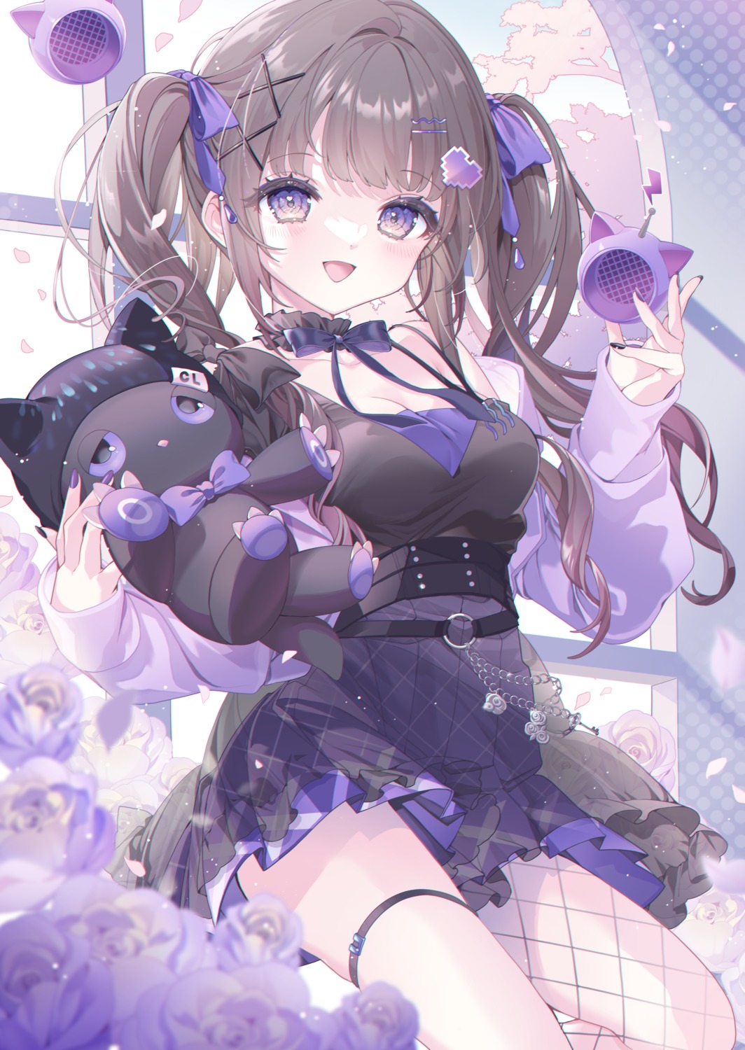 chihilab, cleavage, fishnets, garter, ishiguro_chihiro, konpe_itou