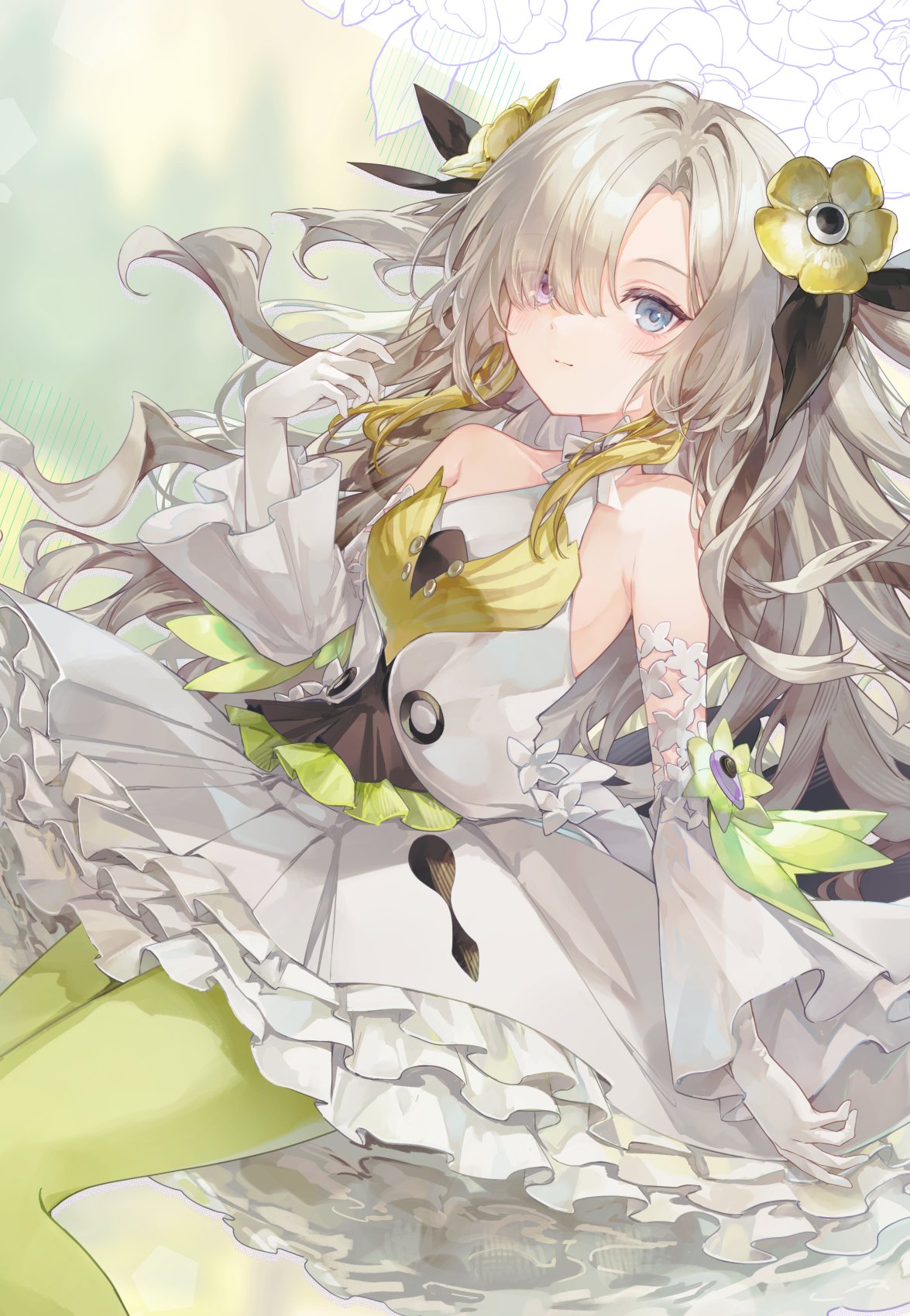 dress, heterochromia, isekai_joucho, kamitsubaki_studio, no_bra, pantsu, ukishizumi