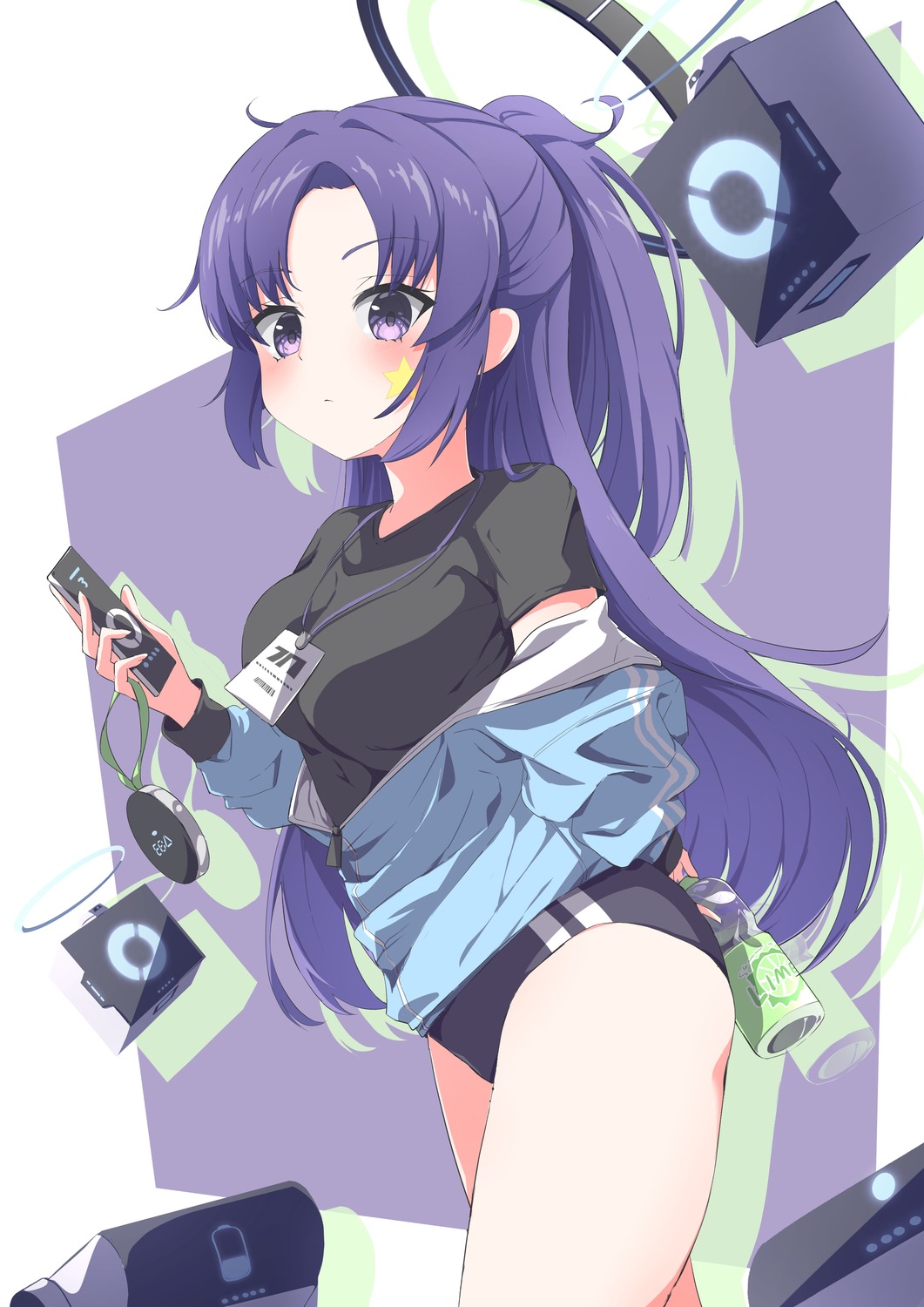 blue_archive, buruma, fumi_(fumibeing), gym_uniform, halo, hayase_yuuka, tattoo