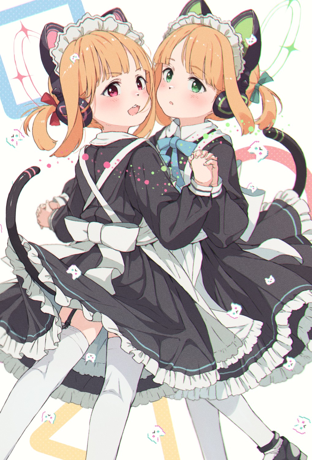 animal_ears, blue_archive, gomennasai, halo, headphones, maid, nekomimi, saiba_midori