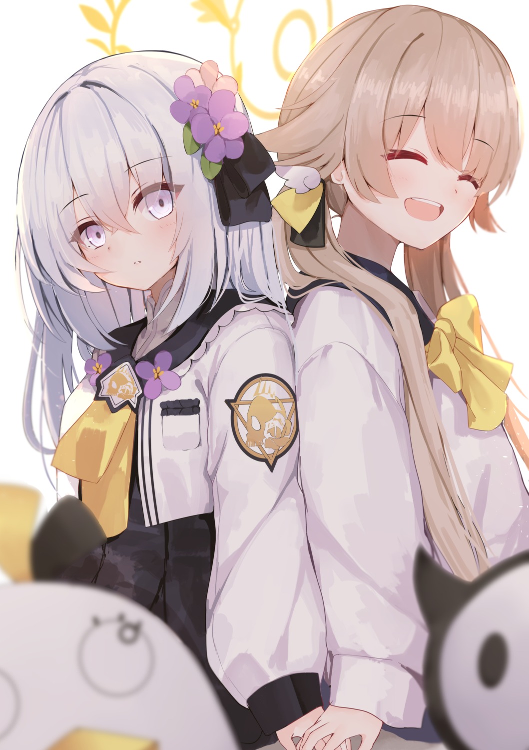 ajitani_hifumi, blue_archive, halo, nodoameyatou, seifuku, shirasu_azusa, yuri