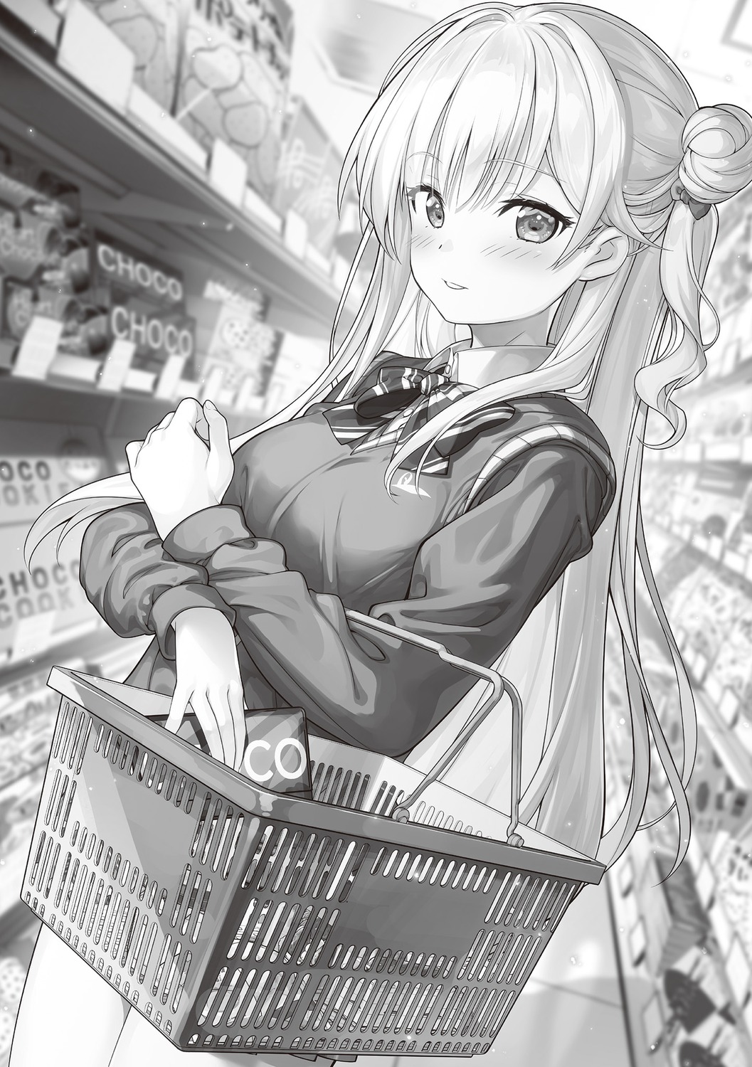 bokura_no_haru_wa_inazuma_no_you_ni, fujima_takuya, monochrome, seifuku, shirakawa_hakua, sweater