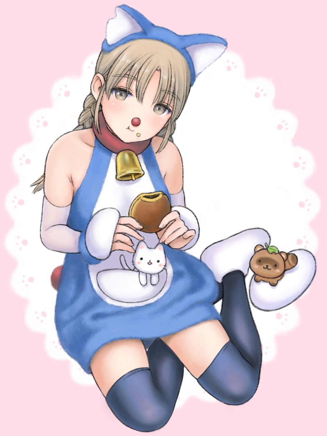 animal_ears, dress, nekomimi, thighhighs, yug