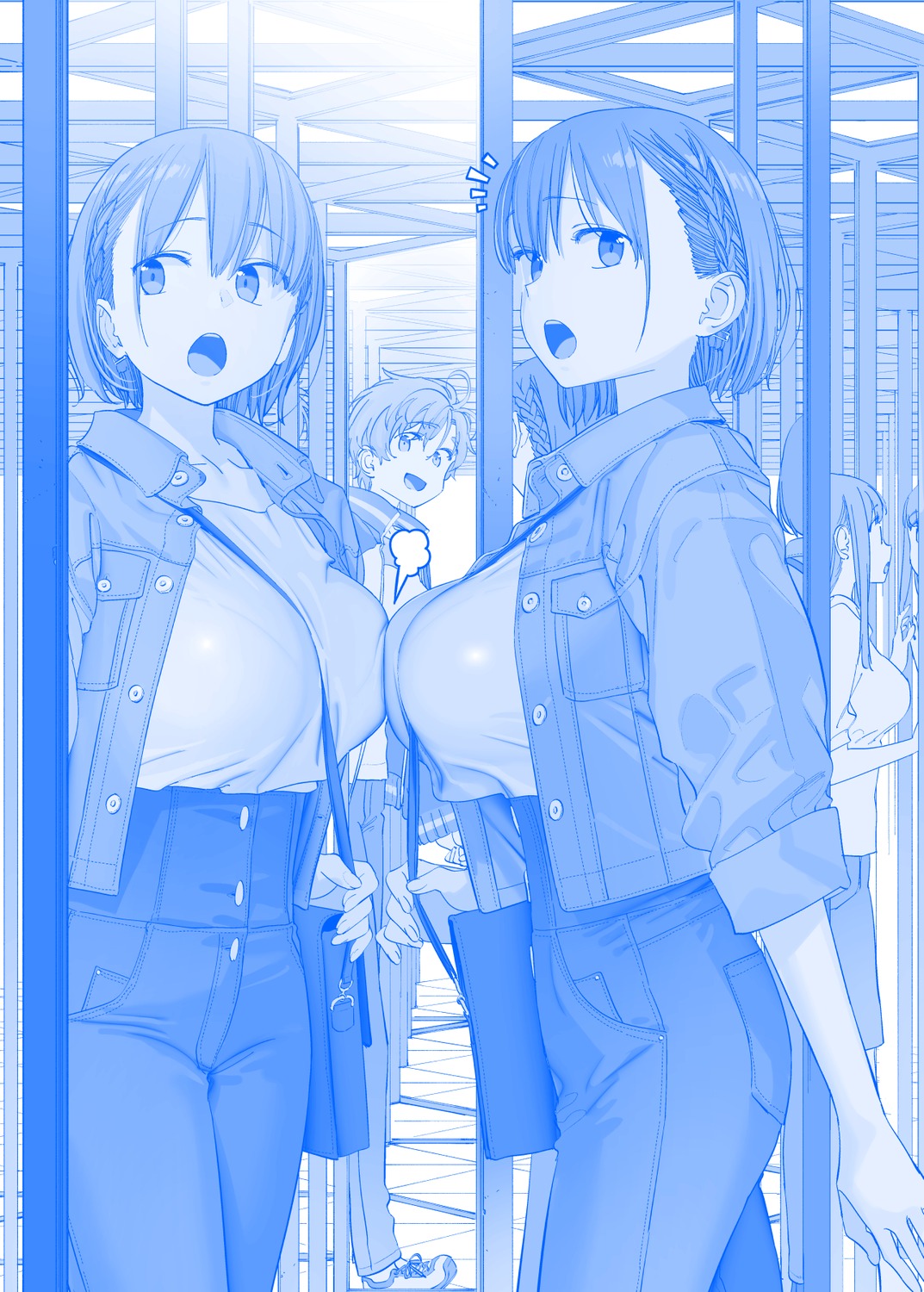 ai-chan's_sister_(getsuyoubi_no_tawawa), ai-chan_(getsuyoubi_no_tawawa), getsuyoubi_no_tawawa, himura_kiseki, monochrome, volley-bu-chan