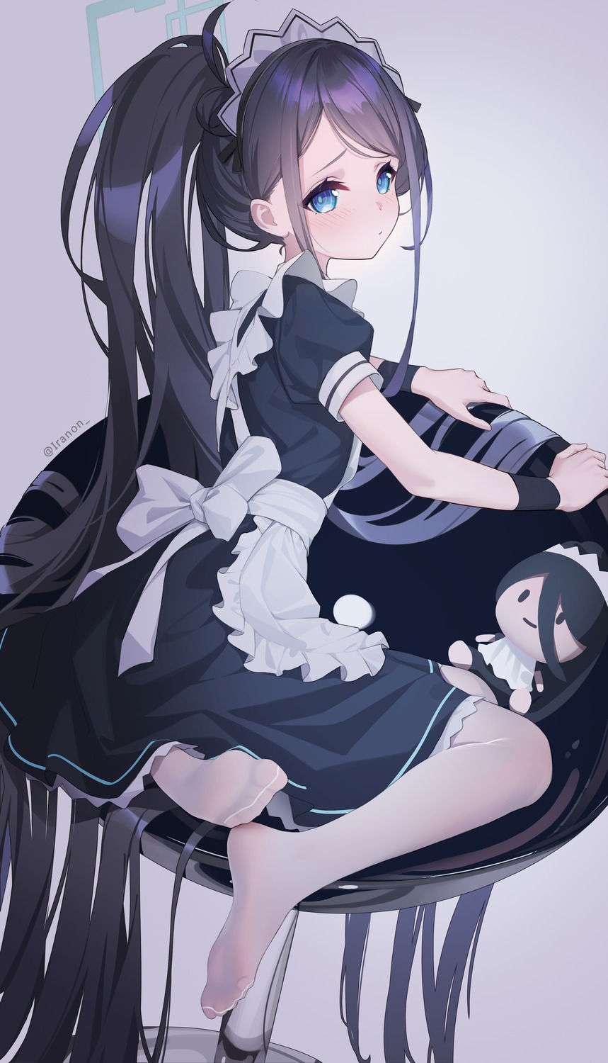 blue_archive, chibi, halo, iranon_(new_iranon), maid, tendou_aris