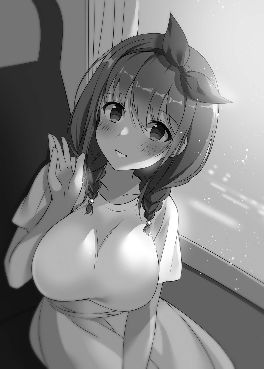 "oppai_momitai"_tte_sakendara_imouto_no_tomodachi_to_tsukiau_koto_ni_narimashita., dress, kanzaki_mikako, monochrome, shiro_kuma_shake