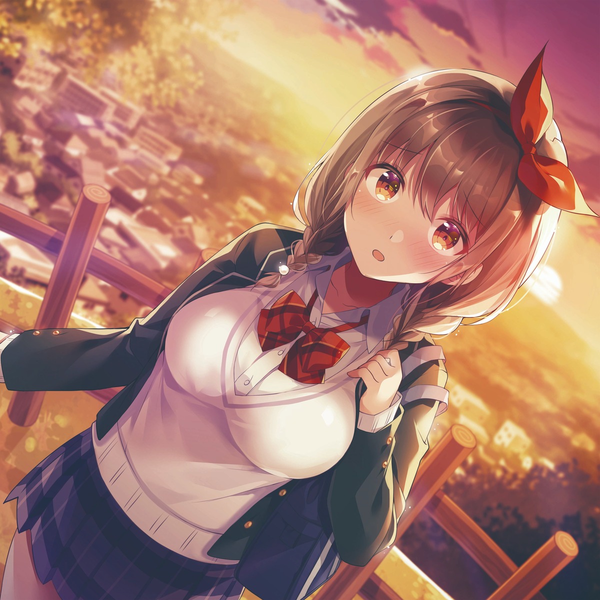 "oppai_momitai"_tte_sakendara_imouto_no_tomodachi_to_tsukiau_koto_ni_narimashita., kanzaki_mikako, seifuku, shiro_kuma_shake, sweater