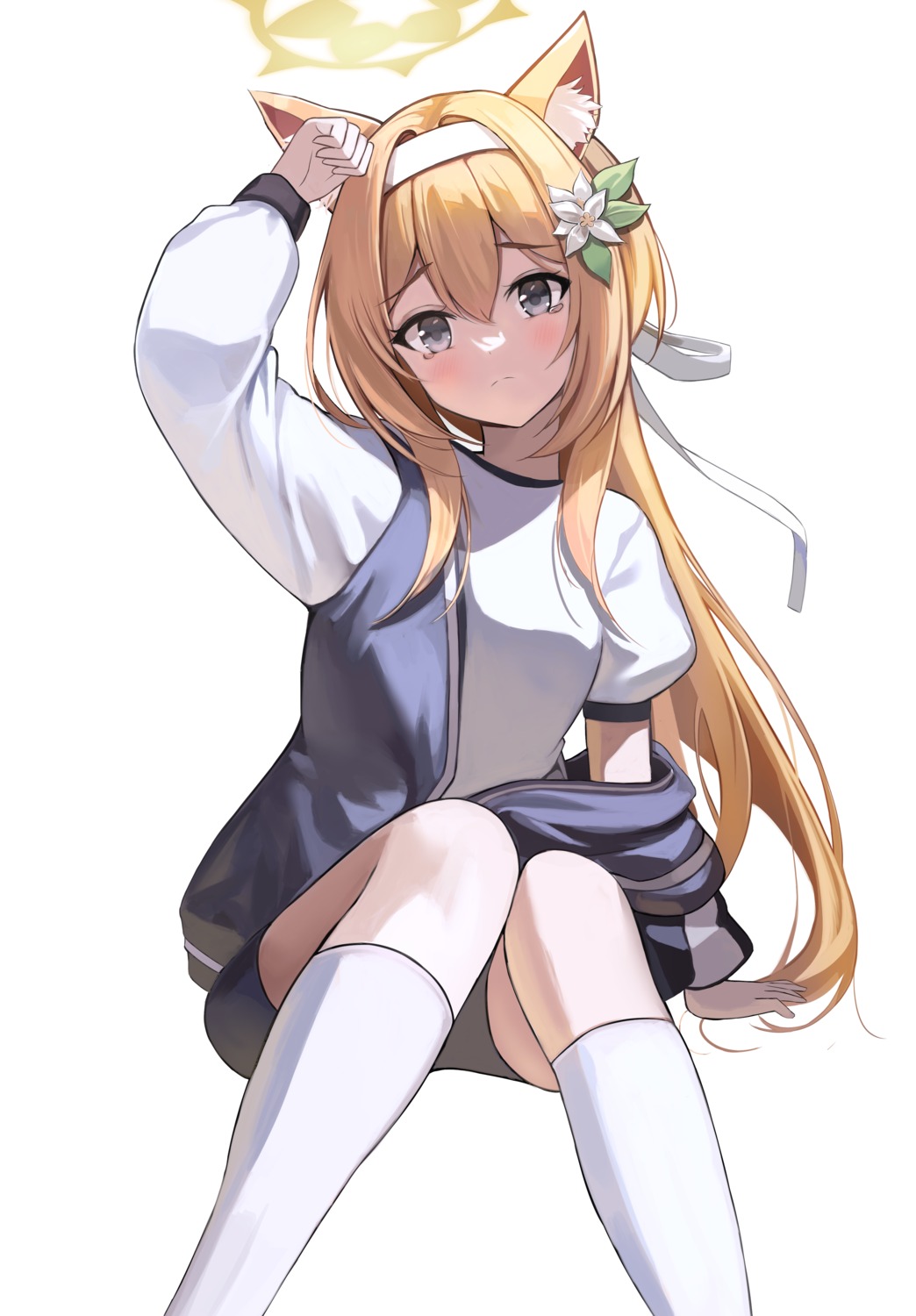 animal_ears, blue_archive, gym_uniform, halo, iochi_mari, leepy, nekomimi