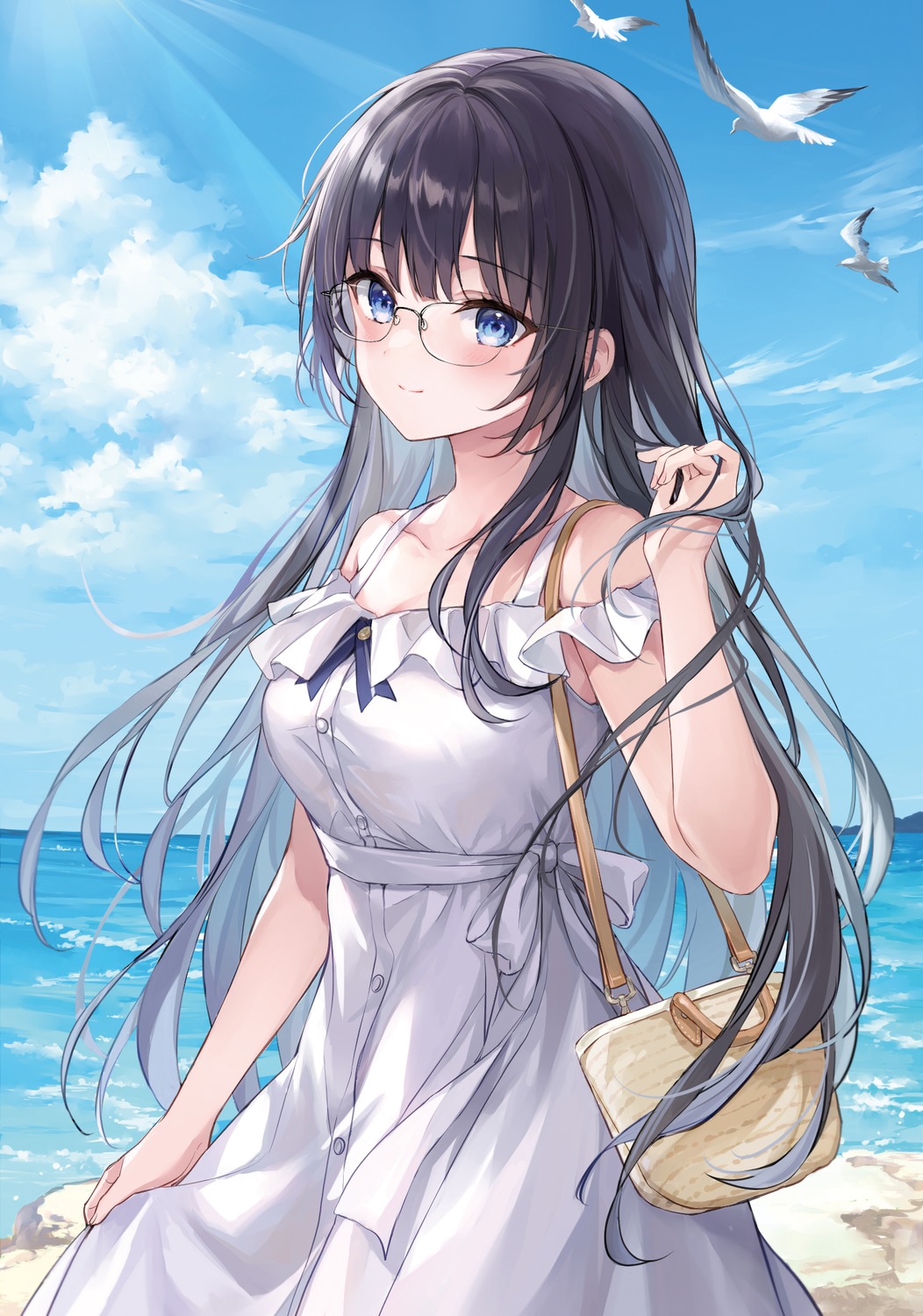 10-nen_buri_ni_saikai_shita_kusogaki_wa_seijun_bishoujo_jk_ni_seichoushita_ita, dress, gendouji_asaka, hige_neko, megane, summer_dress