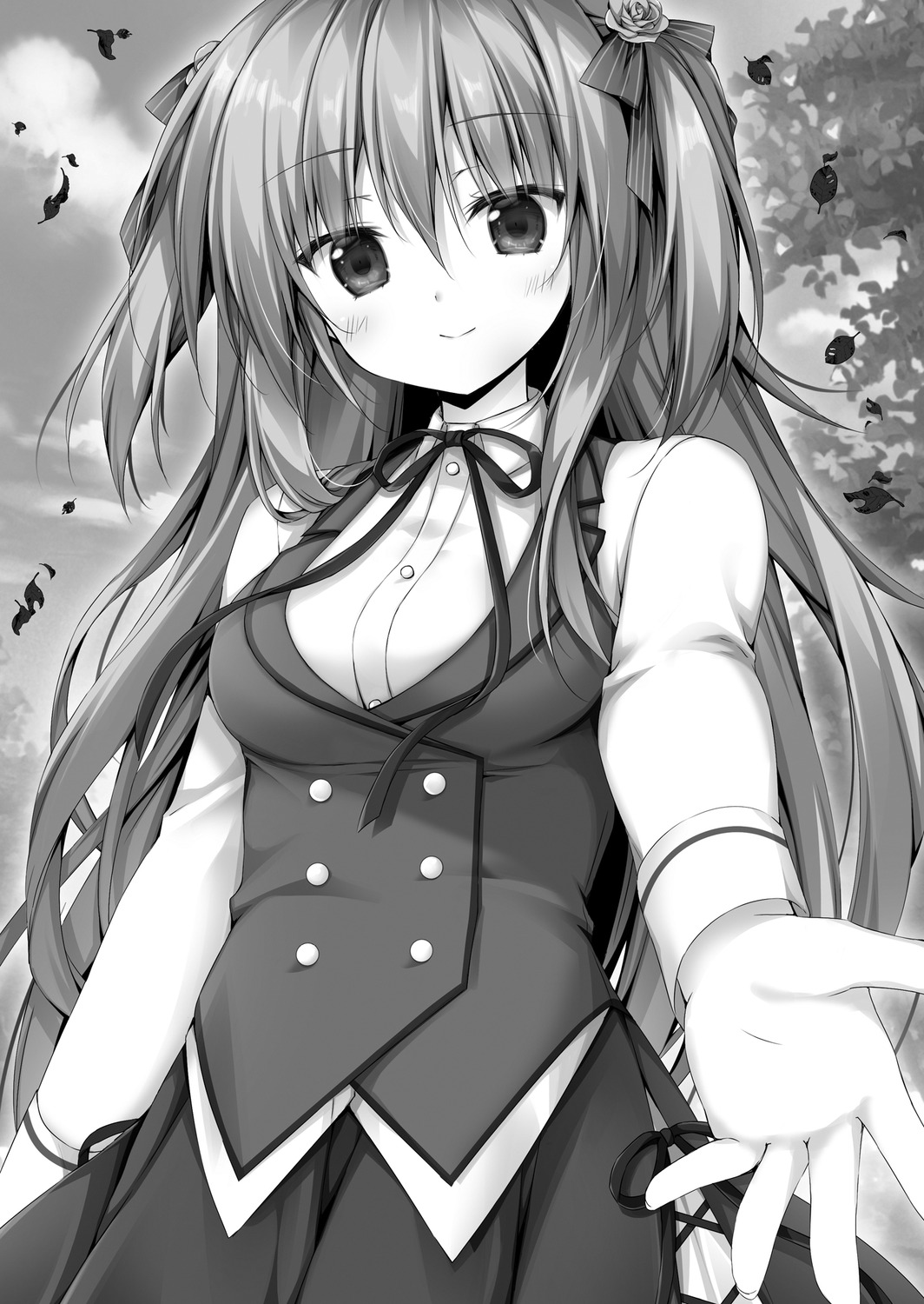 amelia_rose, hyouken_no_majutsushi_ga_sekai_wo_suberu, korie_riko, monochrome, seifuku