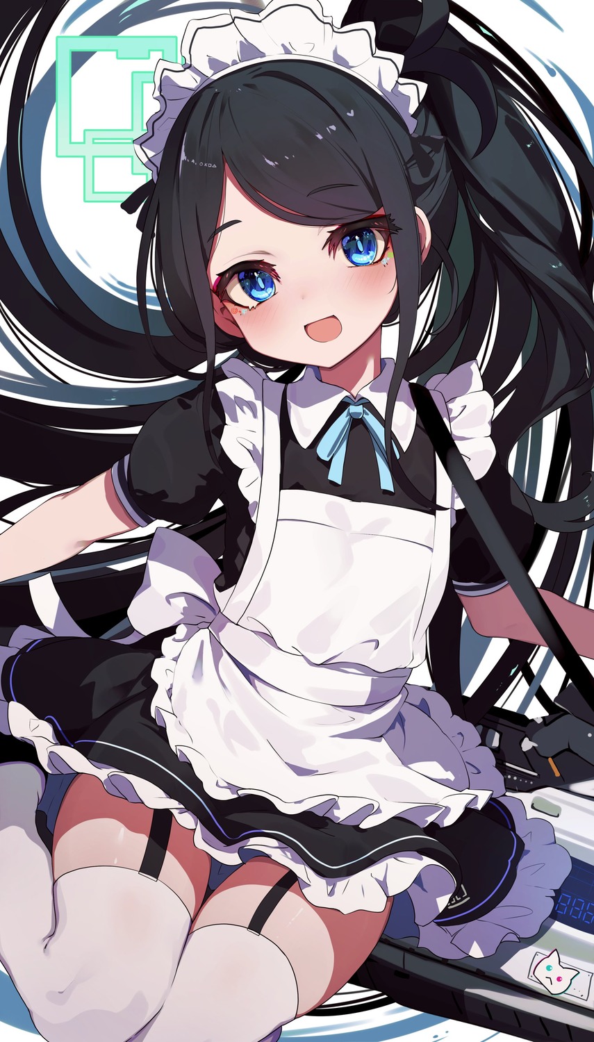 blue_archive, halo, maid, rai_(sakuranbo_sugar), stockings, tendou_aris, thighhighs