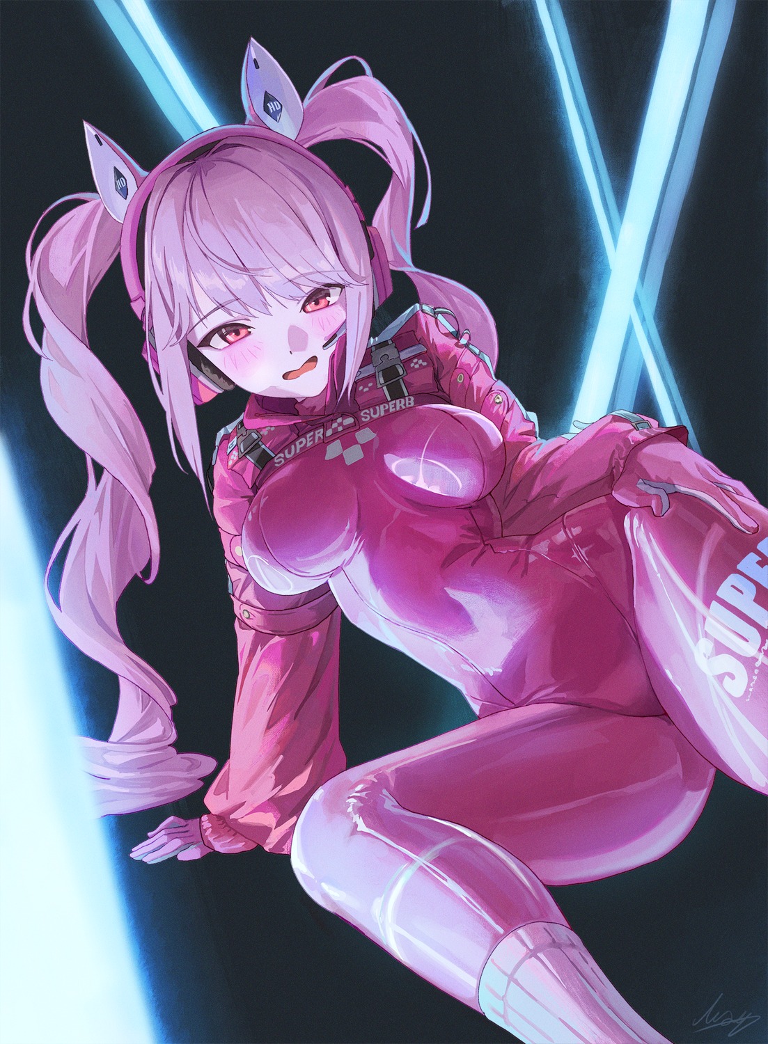 alice_(nikke), animal_ears, bodysuit, goddess_of_victory:_nikke, headphones, m.q_(mqkyrie)