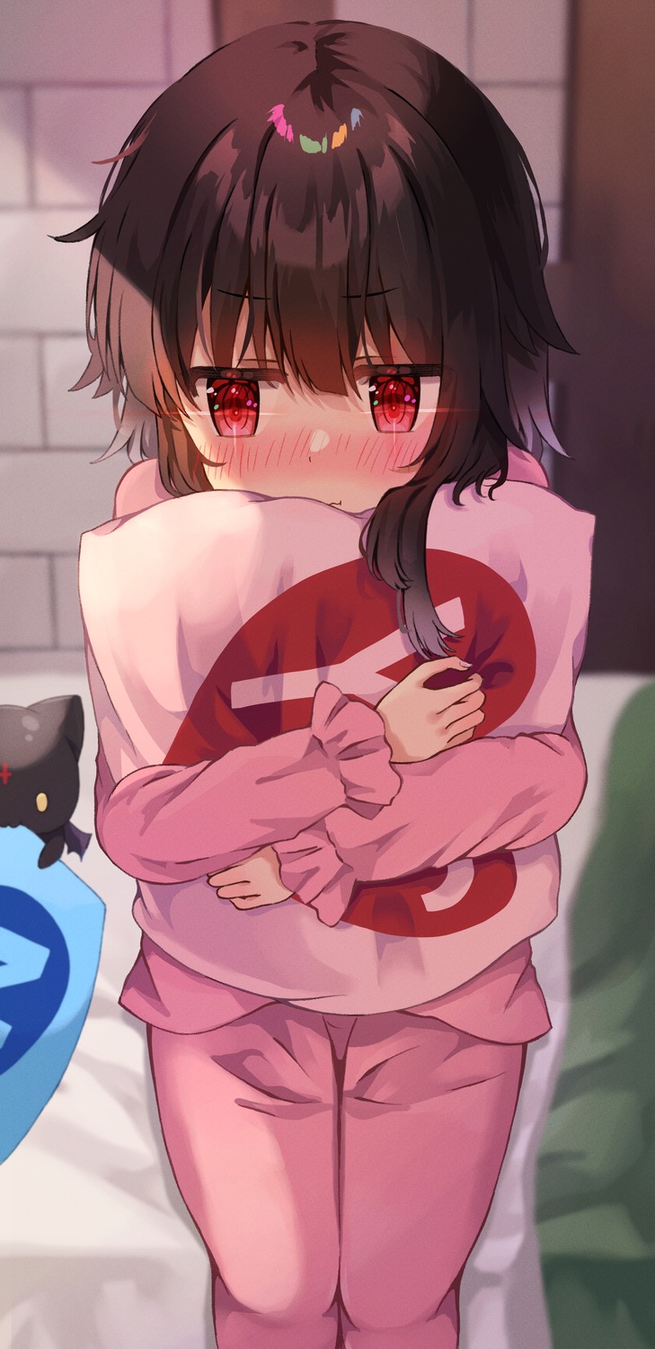chimaki_(fuyuu310), chomusuke, kono_subarashii_sekai_ni_shukufuku_wo!, megumin, neko, pajama