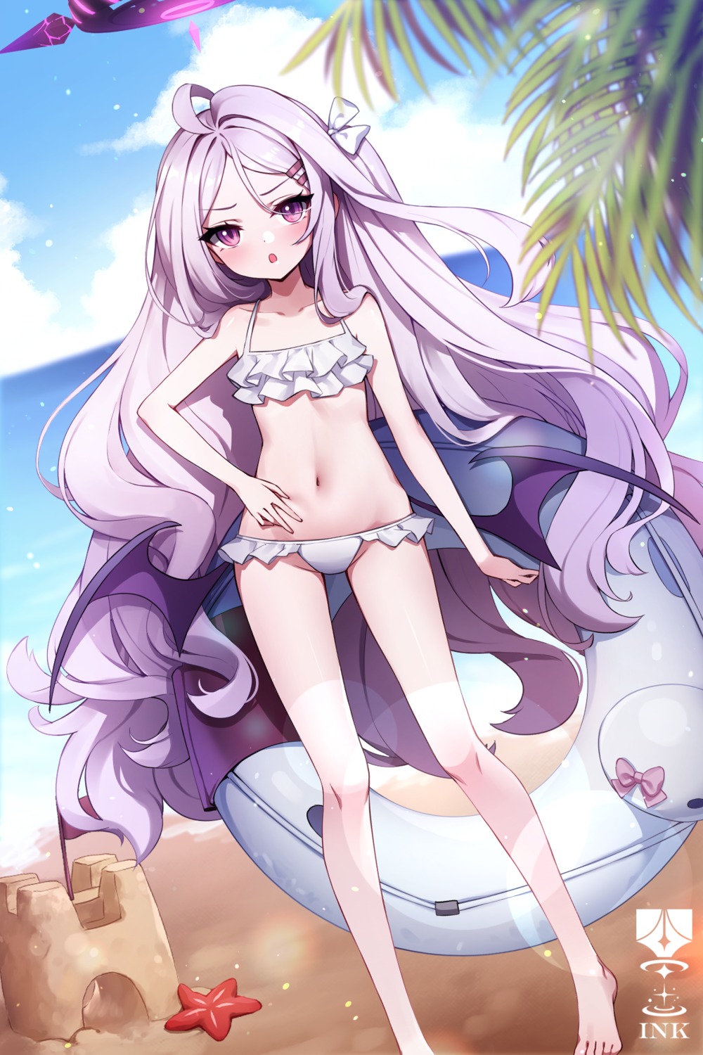 ankkoyom, bikini, blue_archive, halo, sorasaki_hina, swimsuits, wings