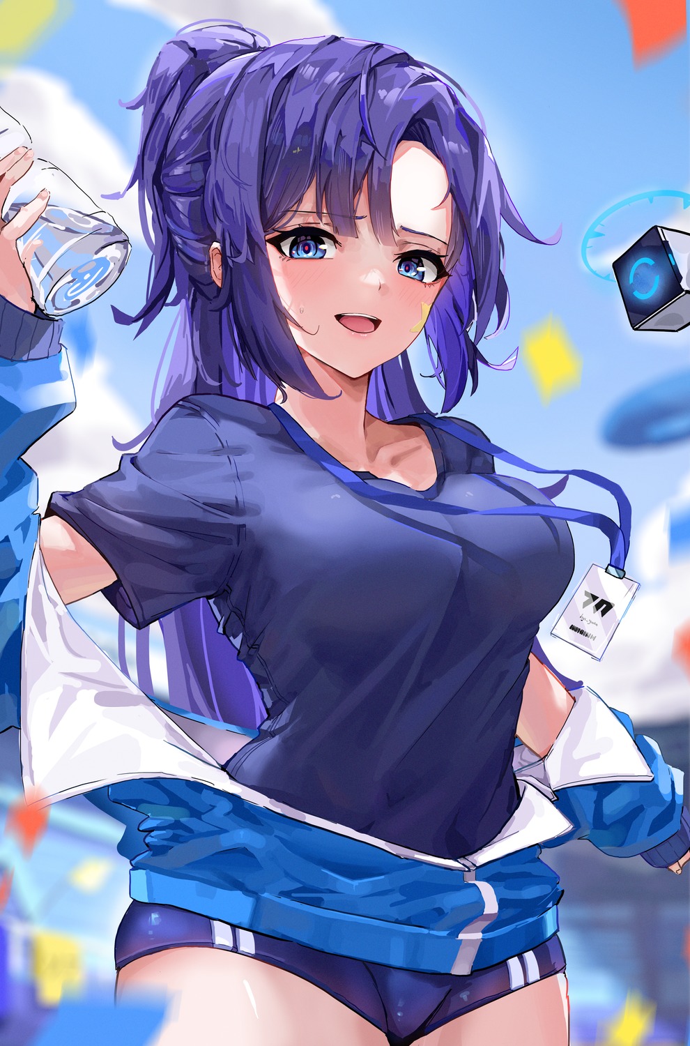 blue_archive, buruma, gym_uniform, halo, hayase_yuuka, sstthei, tattoo