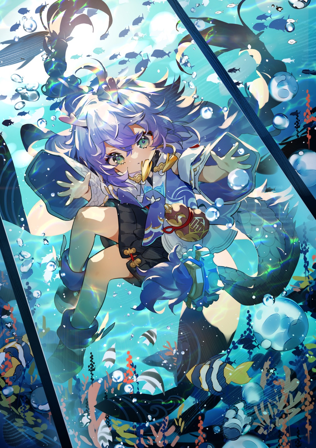 asian_clothes, bailu, honkai:_star_rail, horns, tail, zishengtian123