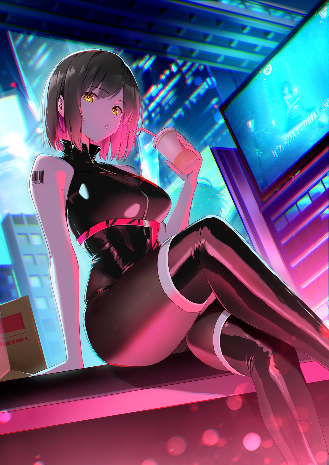 pantyhose, tattoo, thighhighs, yoshimoto_(carpsukidayo)