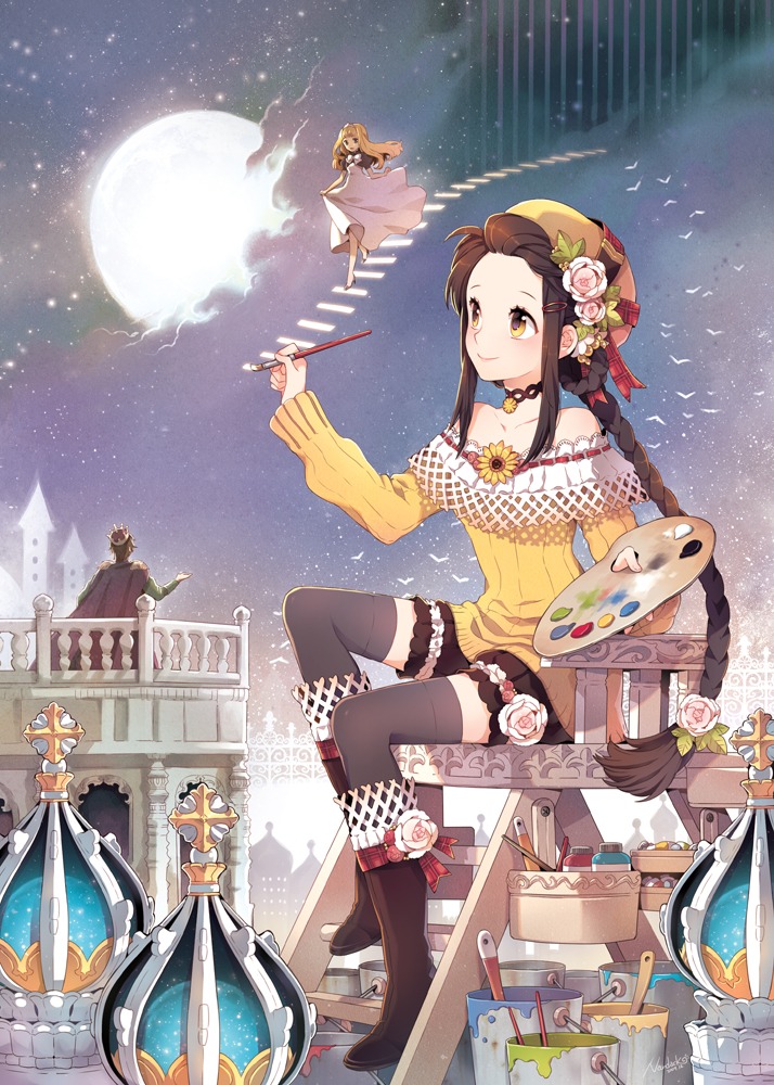 dress, nardack, oekaki_musume, thighhighs