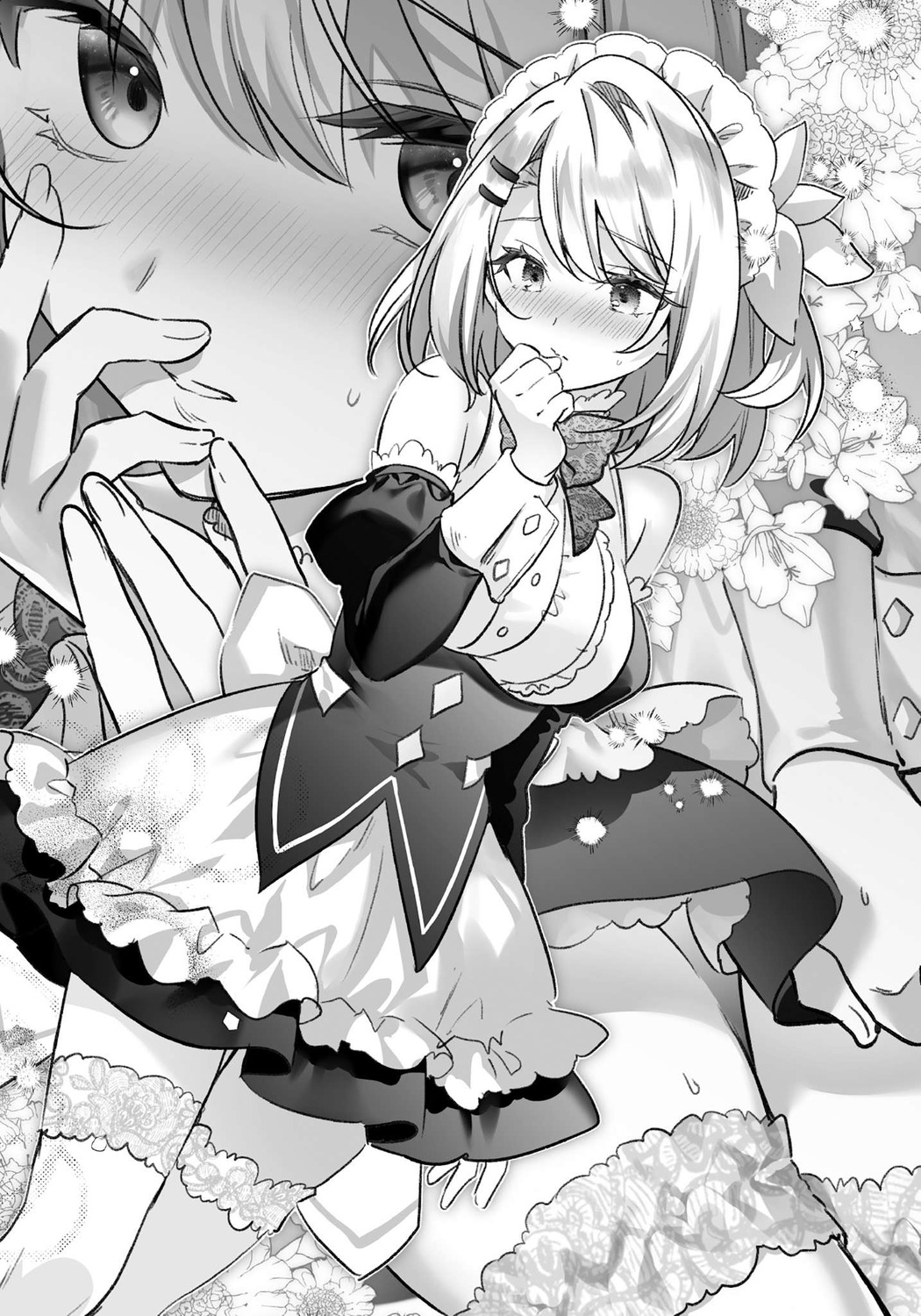hikikomari_kyuuketsuki_no_monmon, maid, monochrome, riichu, sakuna_memoire, thighhighs