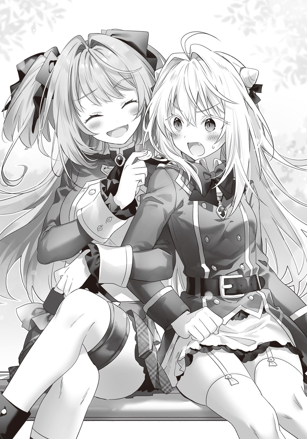 garter, hikikomari_kyuuketsuki_no_monmon, monochrome, nelia_cunningham, riichu, stockings, terakomari_gandesblood, thighhighs