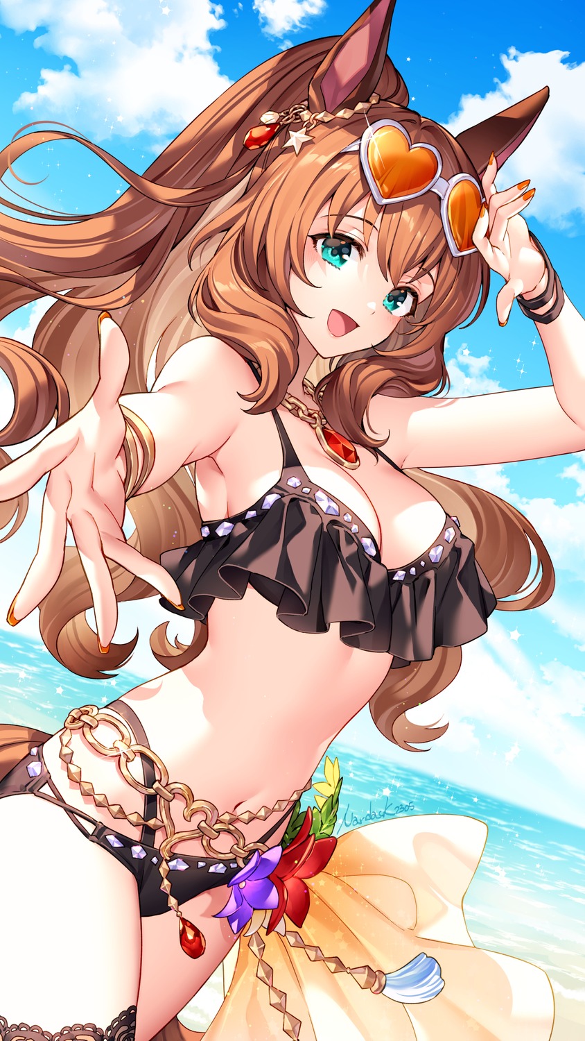 animal_ears, bikini, maruzensky_(umamusume), megane, nardack, swimsuits, tail, uma_musume_pretty_derby
