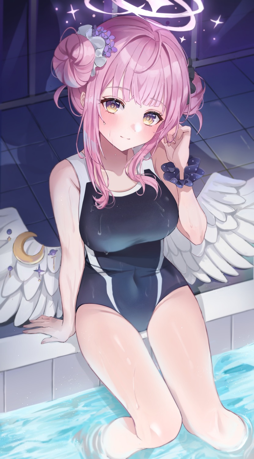 angel, blue_archive, kim_leeyoon, misono_mika, swimsuits, wet, wings