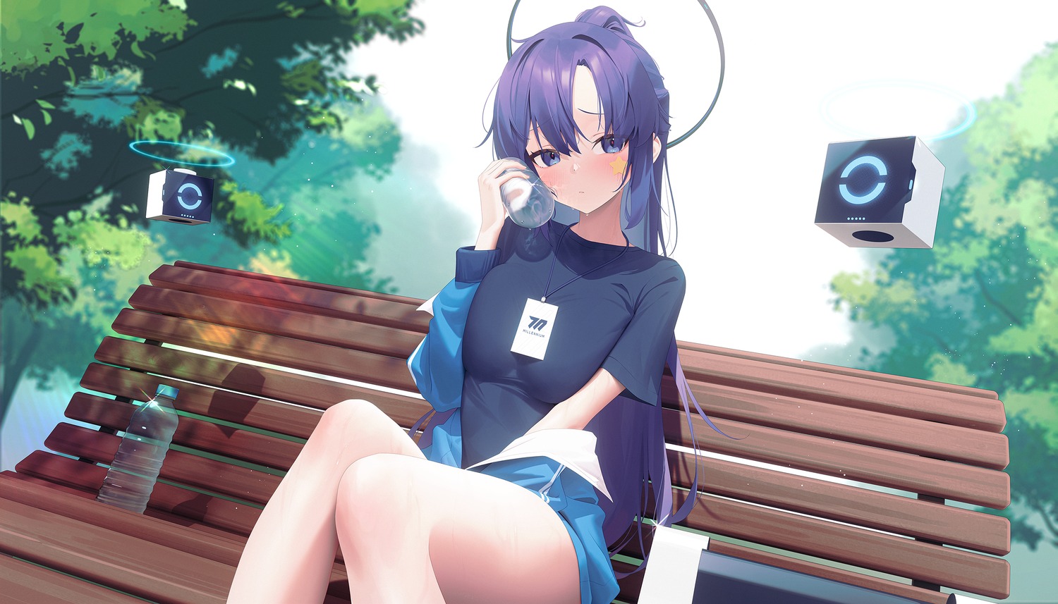 aya_(lezon), blue_archive, buruma, gym_uniform, halo, hayase_yuuka, tattoo
