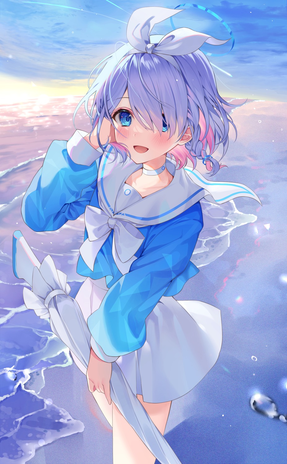 arona_(blue_archive), blue_archive, gun, halo, ion_(on01e), seifuku, umbrella