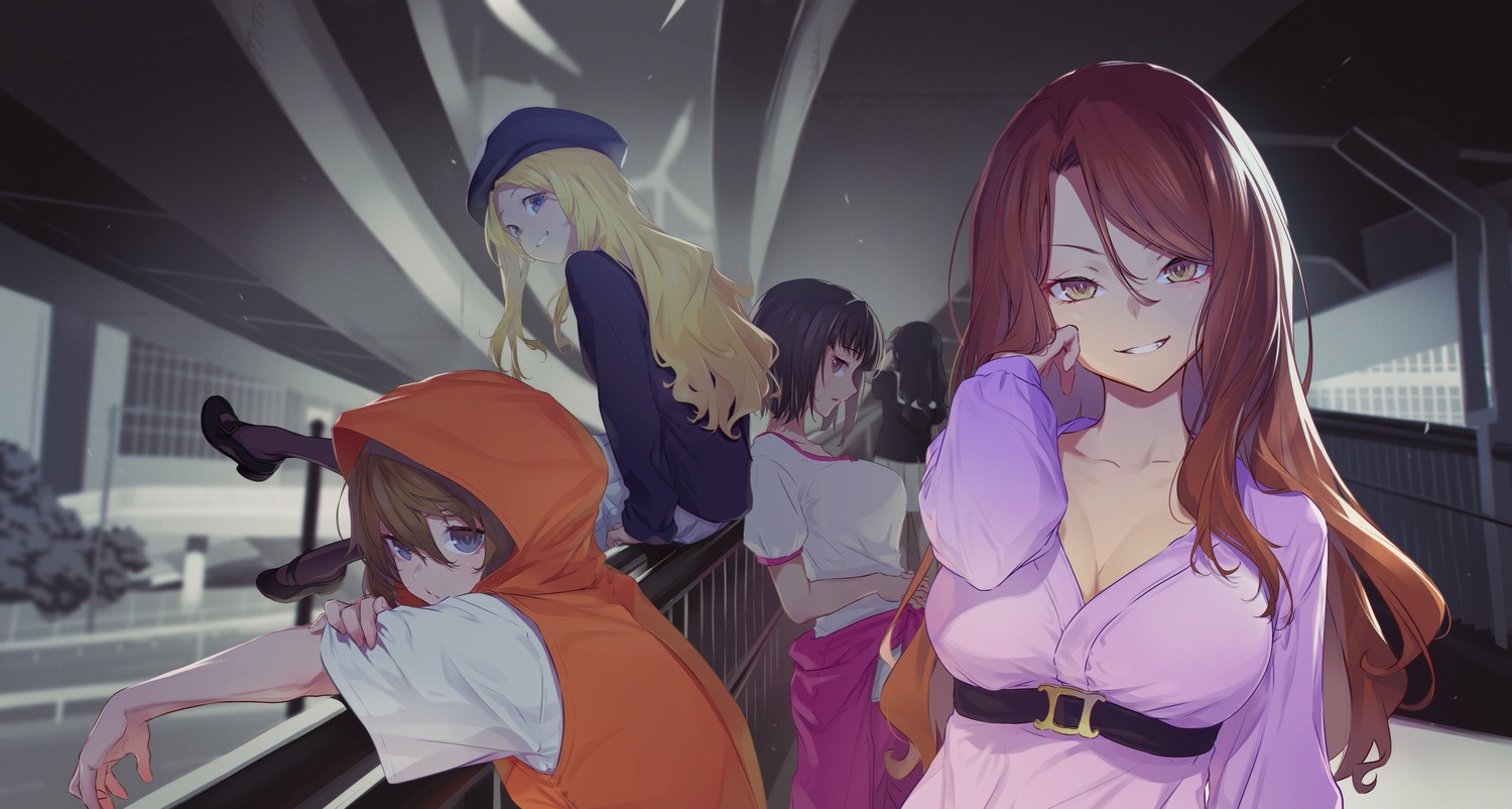 cleavage, frenda_seivelun, gym_uniform, kinuhata_saiai, mugino_shizuri, nilitsu, open_shirt, seifuku, takitsubo_rikou, toaru_anbu_no_item, toaru_majutsu_no_index
