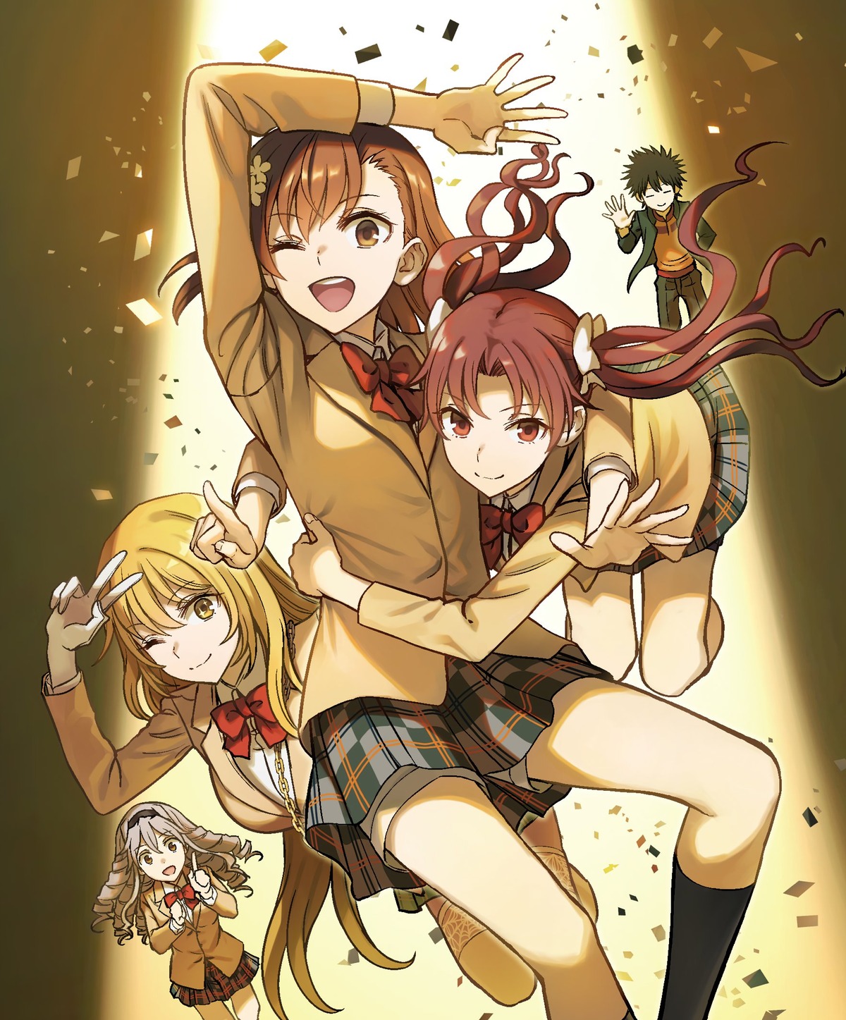 hokaze_junko, kamijou_touma, misaka_mikoto, nogi_yasuhito, seifuku, shirai_kuroko, shokuhou_misaki, toaru_kagaku_no_railgun