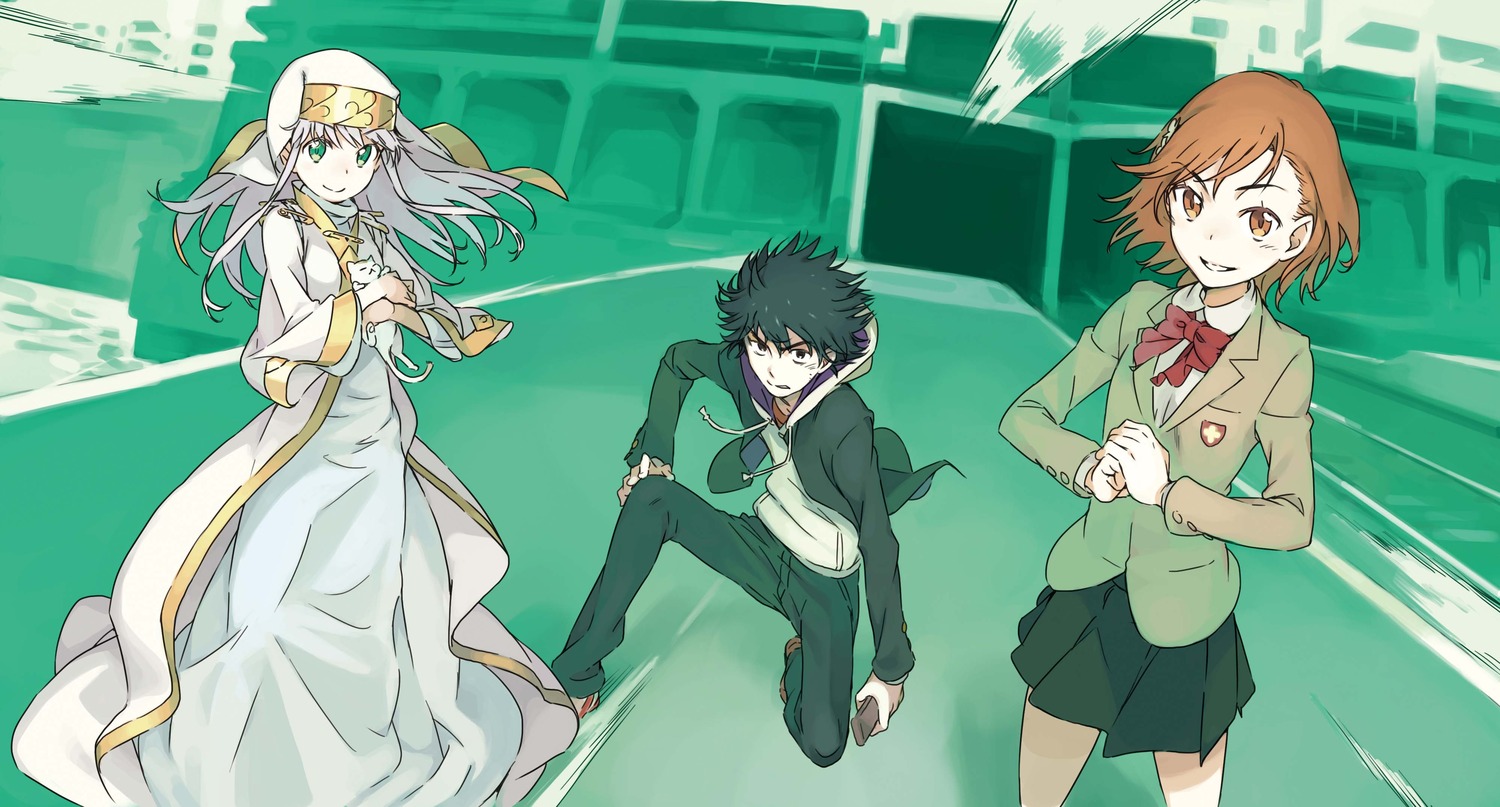 haimura_kiyotaka, index, kamijou_touma, misaka_mikoto, nun, seifuku, toaru_majutsu_no_index, toaru_majutsu_no_index:_new_testament