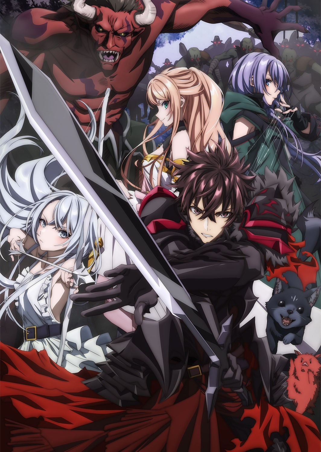 akatsuki_(iseleve), isekai_de_cheat_skill_wo_te_ni_shita_ore_wa_genjitsu_sekai_wo_mo_musou_suru, lexia_von_alceria, luna_(iseleve), monster, night_(iseleve), no_bra, sword