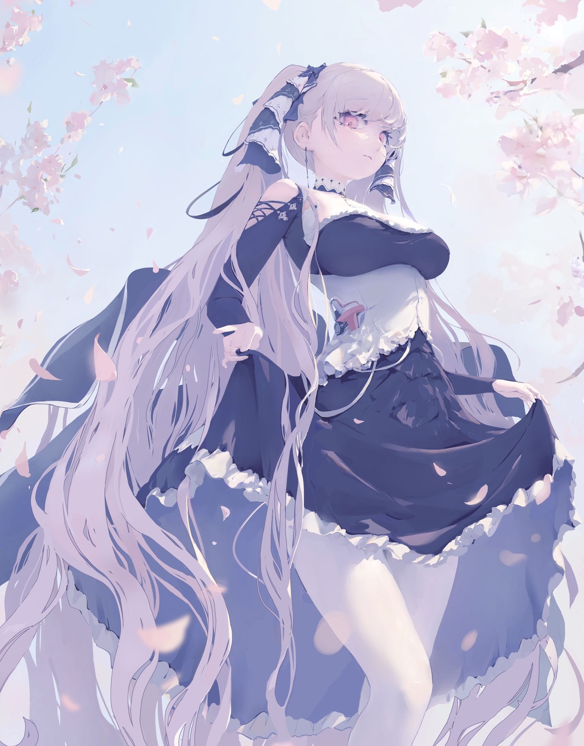 azur_lane, dress, formidable_(azur_lane), gothic_lolita, jungle, lolita_fashion, pantyhose, skirt_lift