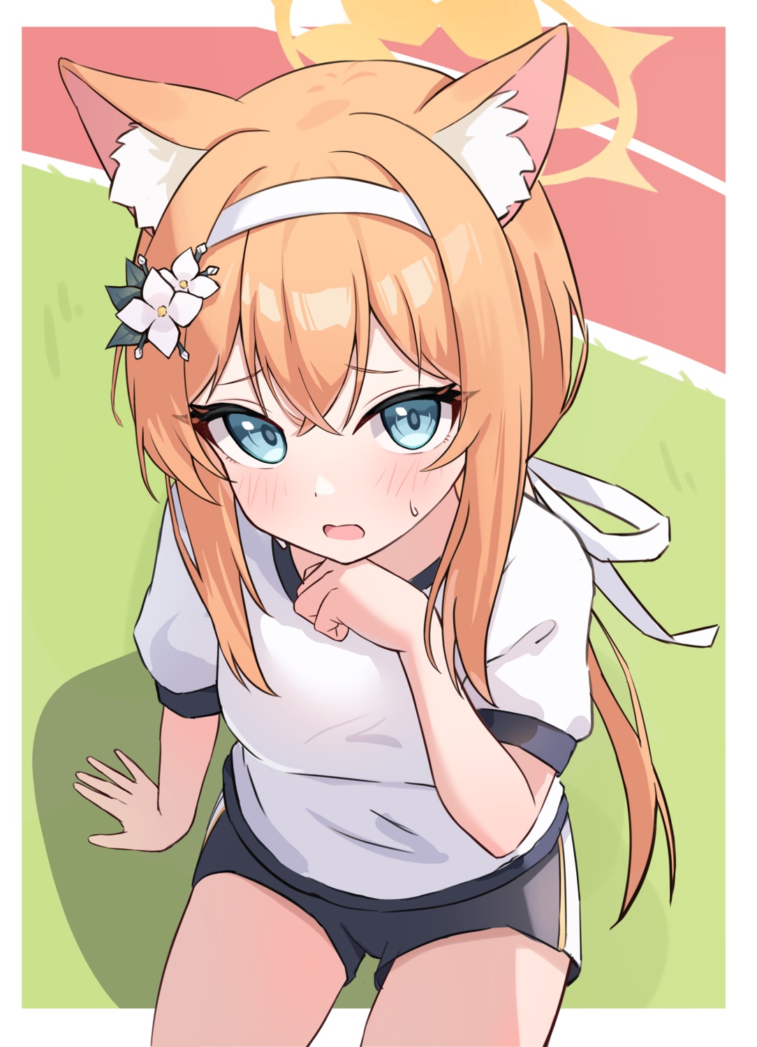 animal_ears, blue_archive, gym_uniform, halo, iochi_mari, nekomimi, nonddu