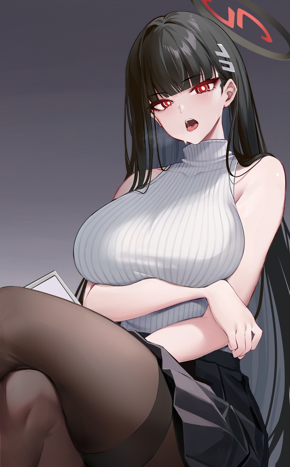 blue_archive, halo, kikimi, pantyhose, sweater, tsukatsuki_rio