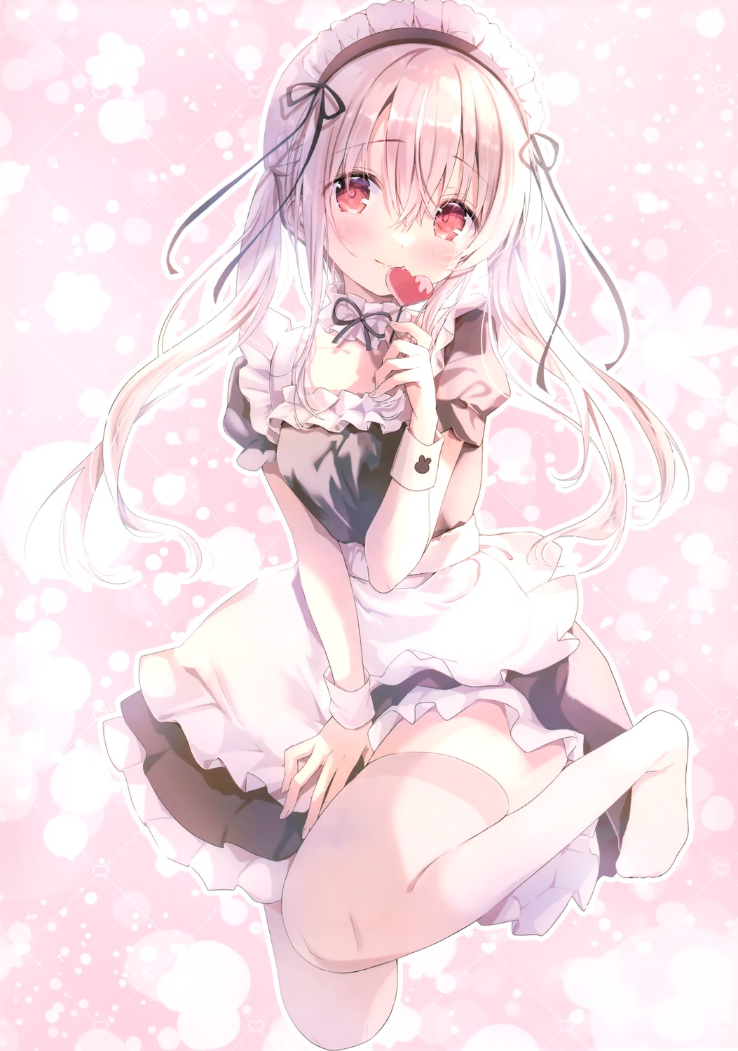 ame_usagi, amedama_con, maid, shirousa_mei, thighhighs