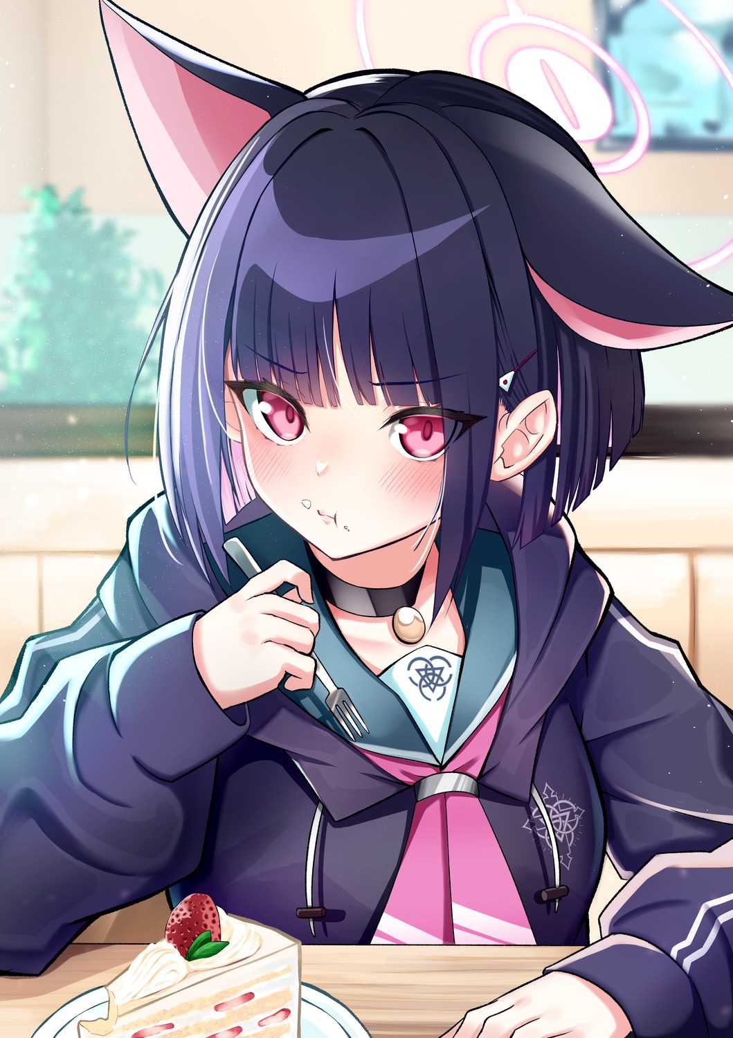animal_ears, blue_archive, edwaadow, halo, kyouyama_kazusa, nekomimi, seifuku