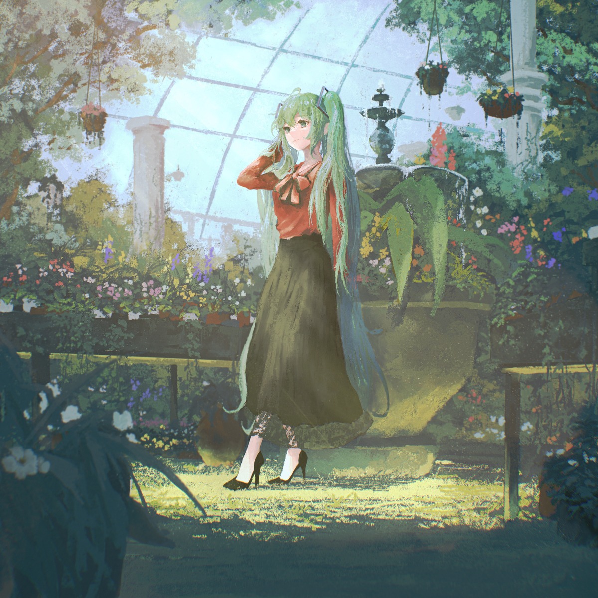 hatsune_miku, heels, saisho_(qpoujr), see_through, vocaloid
