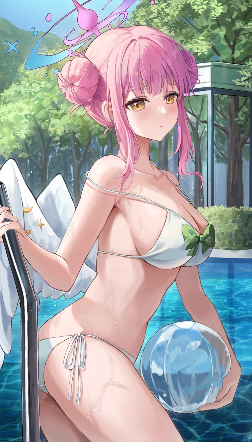 angel, bikini, blue_archive, chie_(user_snfh8333), misono_mika, swimsuits, wet, wings
